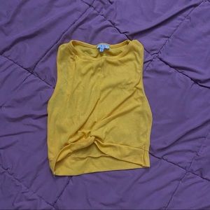 yellow crop top sleeveless w/ knot